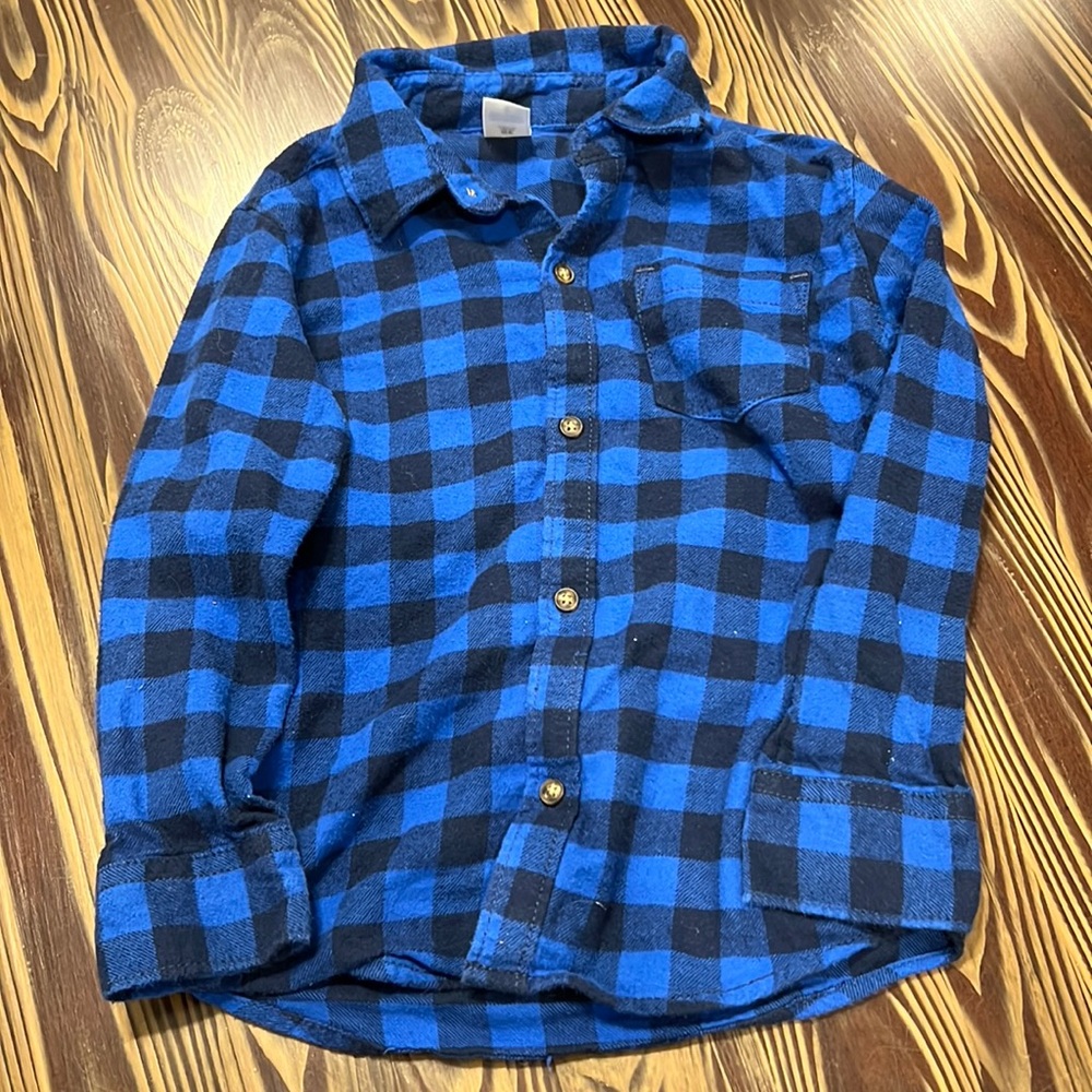 Carters plaid blue and black button up